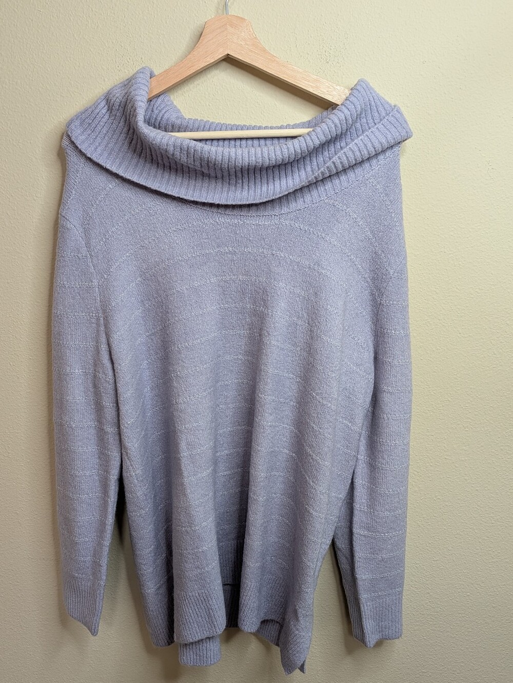 Style & Co Cowl Neck Sweater XXL Dusty Lavender Metallic Knit‎